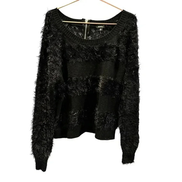 New Fuzzy XOXO black on black sweater size L - Picture 6 of 7